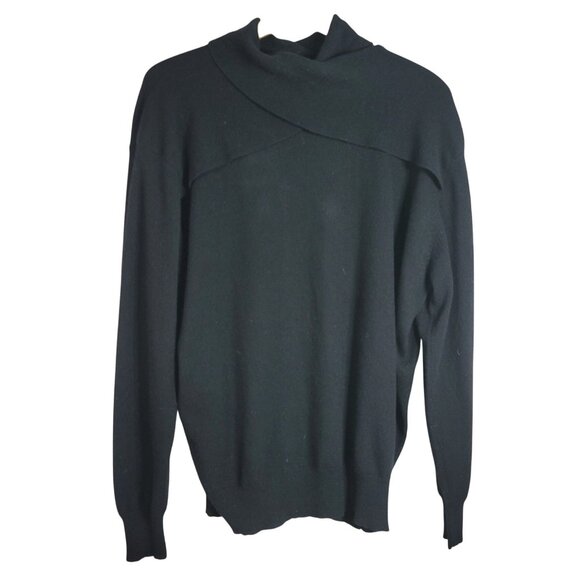 Nancy Heller Sweater Black 1X 100% Cashmere Long Sleeve High Neck Vintage READ - Picture 1 of 7